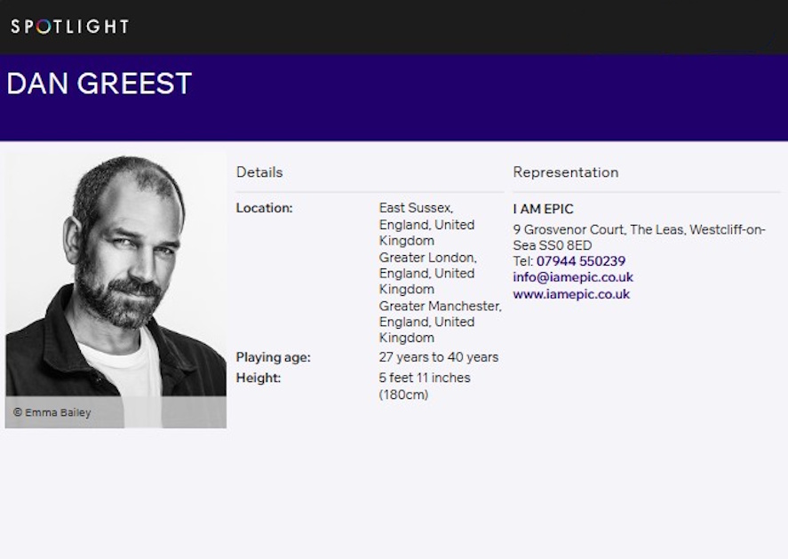 Link to Daniel Greest on Spotlight